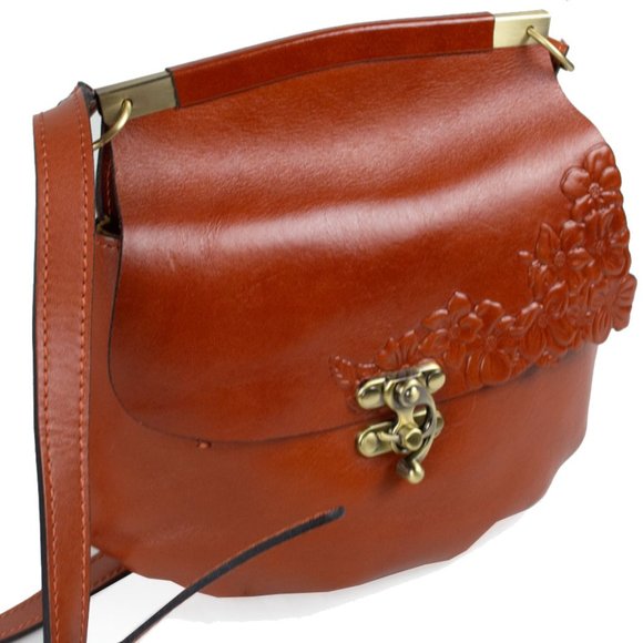 Patricia Nash Cinnamon Hand Cut Tooled Collection Veneto Floral Crossbod… - Picture 5 of 15